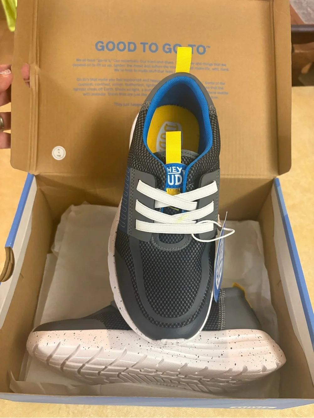 Hey Dude Kids Grey and Blue Lightweight Sneakers Sirocco Play Varsity